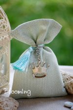 Μπομπονιερα βαπτισης πουγκι κορωνα