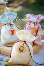 Μπομπονιερα βαπτισης πουγκι ζωακια