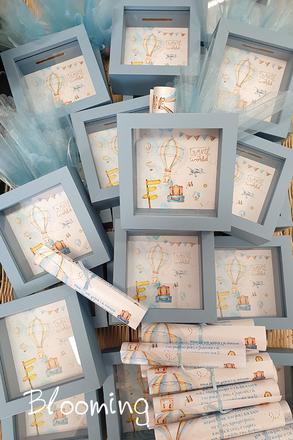 boboniera-prosklitirio-mazi-koumparas-taxidia-aerostato Μπομπονιερα καδρακι κουμπαρας και προσκλητηριο μαζι αεροστατο ταξιδια - Image 1