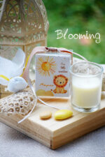 Μπομπονιερα βαπτισης κερακι λιονταρακι boho